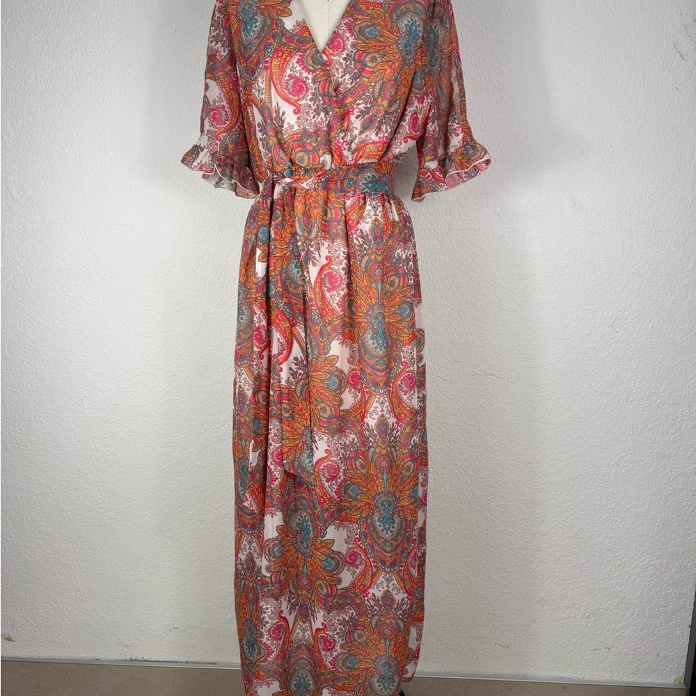 Kate and Lily Vibrant Paisley Print Midi Dress sz 8 perfect new